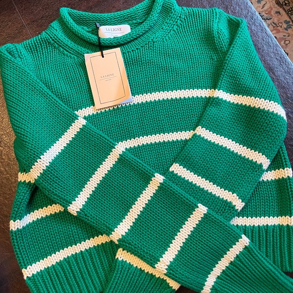 NWT La Ligne Mini Marin Sweater Striped Knit Cotton Crop small - Picture 9 of 11